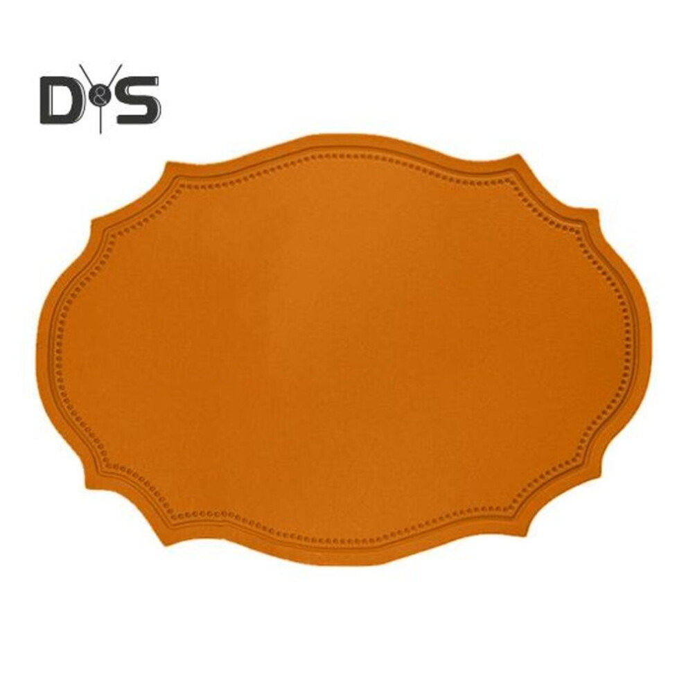 (orange) Heat-resistant Pvc Placemats Reusable Non-slip Table Mats Waterproof Elliptical Shape Dining Place Mat For Kitchen Coffee Table