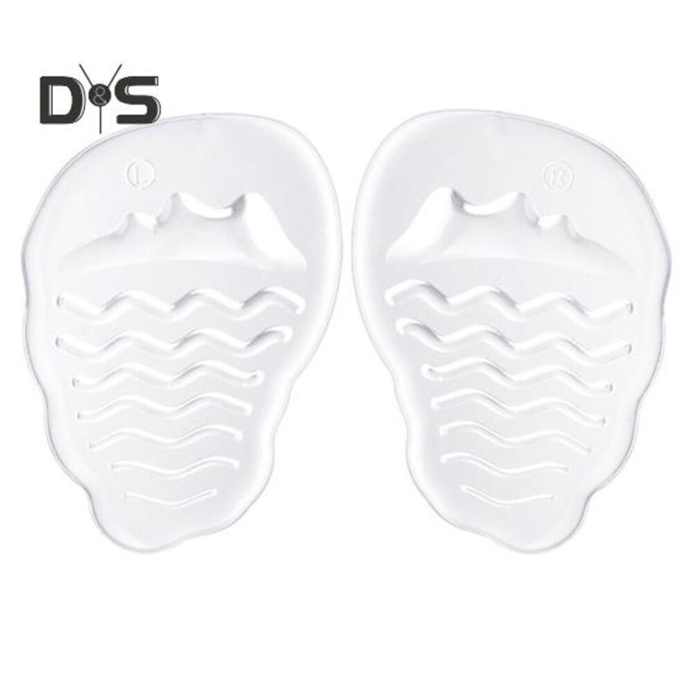 (transparent) 1 Pair High Heels Forefoot Pads Anti-slip Shock Absorption Washable Reusable Water Ripple Design Foot Protection Pain Relief Cushion Half-size Inserts