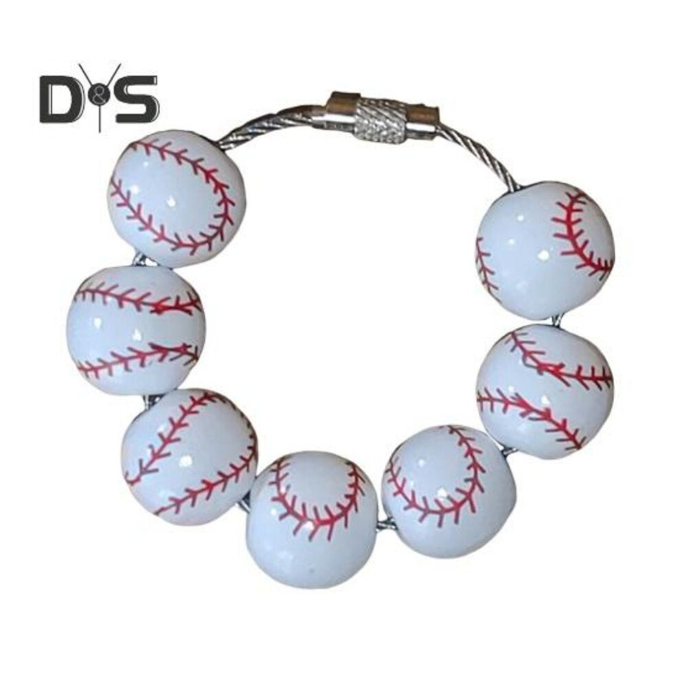 (Other, tennis) Baseball Bag Charm Pendant Sporty Style For Bogg Bags Wooden Beads With Baseball Pattern Easy Attachment Gift For Sports Lovers