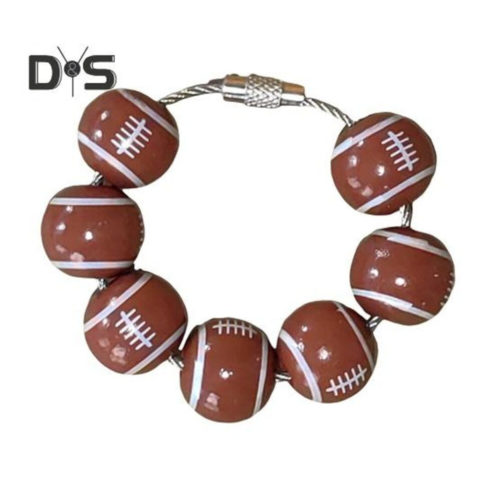 (Other, rugby) Baseball Bag Charm Pendant Sporty Style For Bogg Bags Wooden Beads With Baseball Pattern Easy Attachment Gift For Sports Lovers