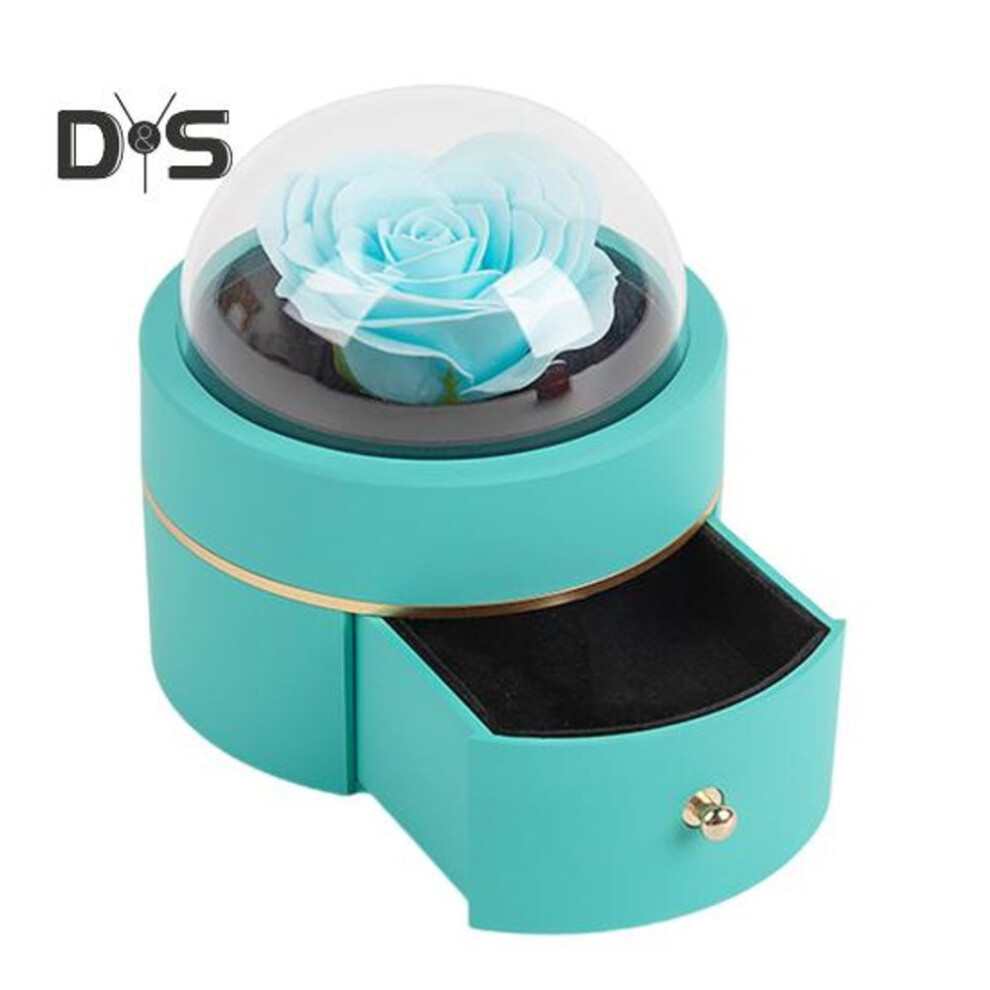 (sky blue, B) Preserved Flower Ring Box Velvet Jewelry Gift Box Magnet Closure Ring Necklace Pendant Case For Valentine's Day Engagement Proposal