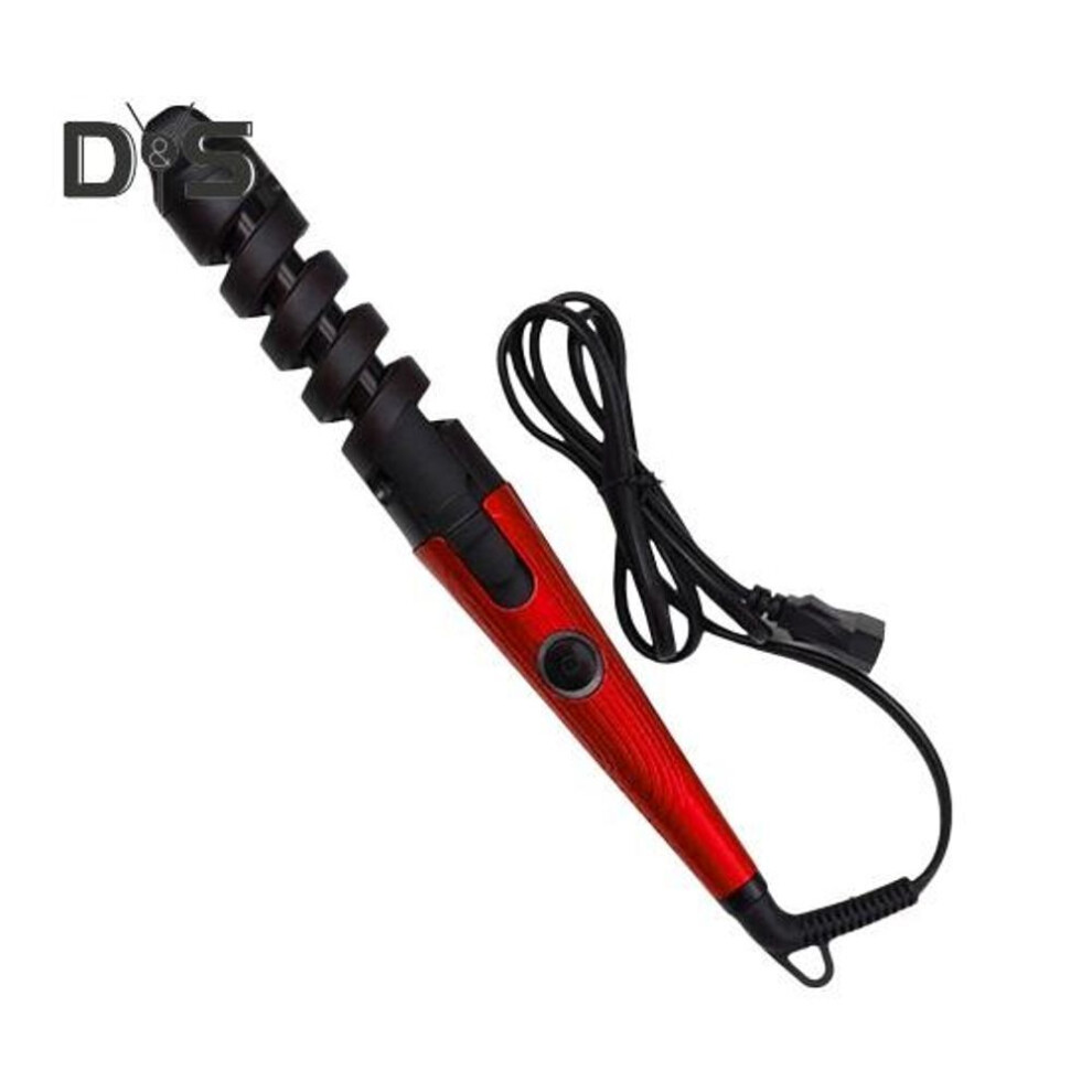 (red, US Plug) Electric Curling Iron Frizz-Free Fast Heating Portable Hair Curler Automatic Egg Roll Wavy Hair Curling Wand Women Hair Styling Tool (US Plug)