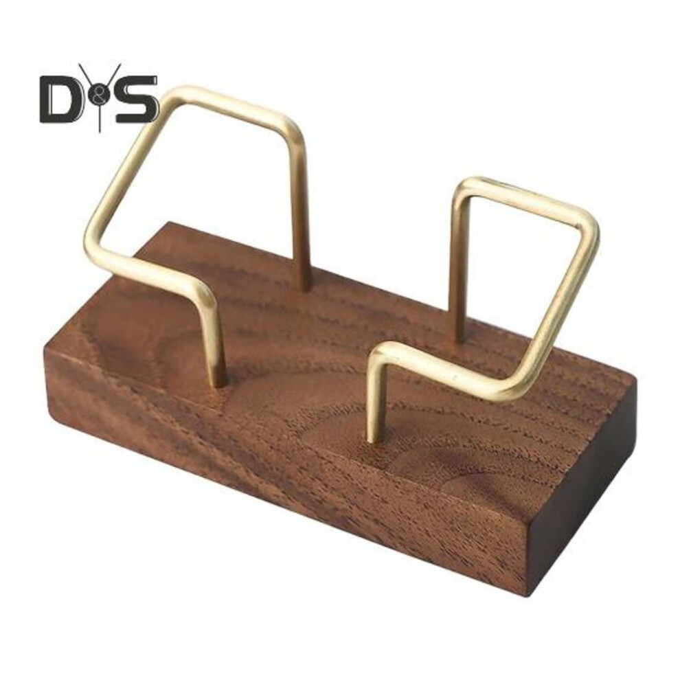 (as the picture, A) Walnut Business Card Holder Large Capacity Heavy Duty Home Office Desk Name Card Organizer Wooden Base Card Display Stand Rack
