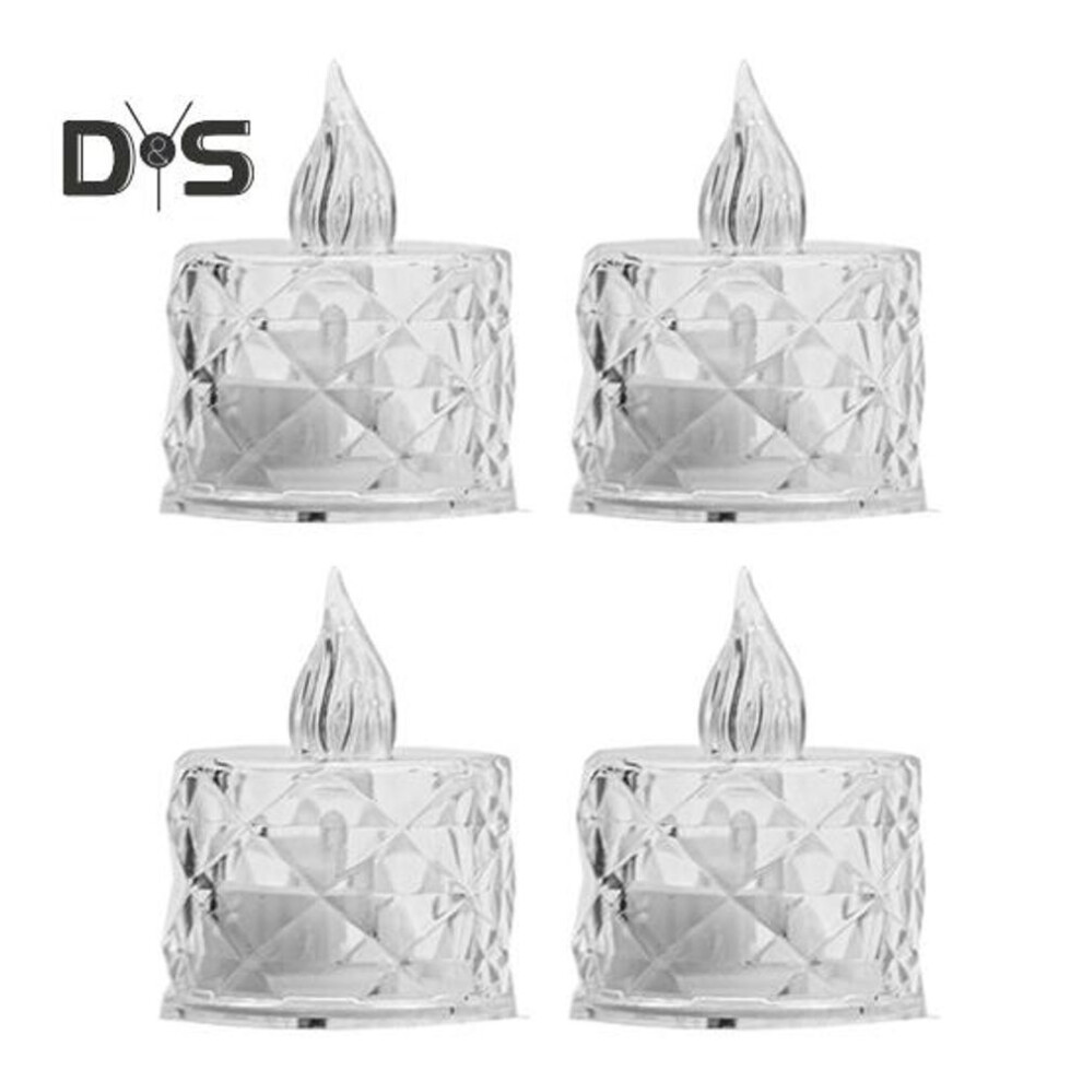 (as the picture, S) 4pcs Crystal Flameless Candle Lights Led Tealight Candles Battery-operated Twinkling Light Fake Candles For Weddings Home Decor