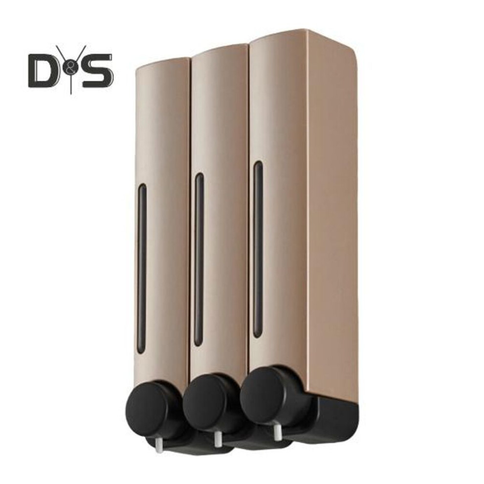 (champagne, 3pcs) Shower Soap Dispenser Punching Free Wall-mounted Shampoo Conditioner Dispenser Leakproof Easy To Refill Shampoo Bottle