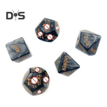 (black) 5Pcs Naughty Dice Game Set Glow in The Dark Acrylic Sexy Love Dice for Couples Party Favor with Gold Patterns
