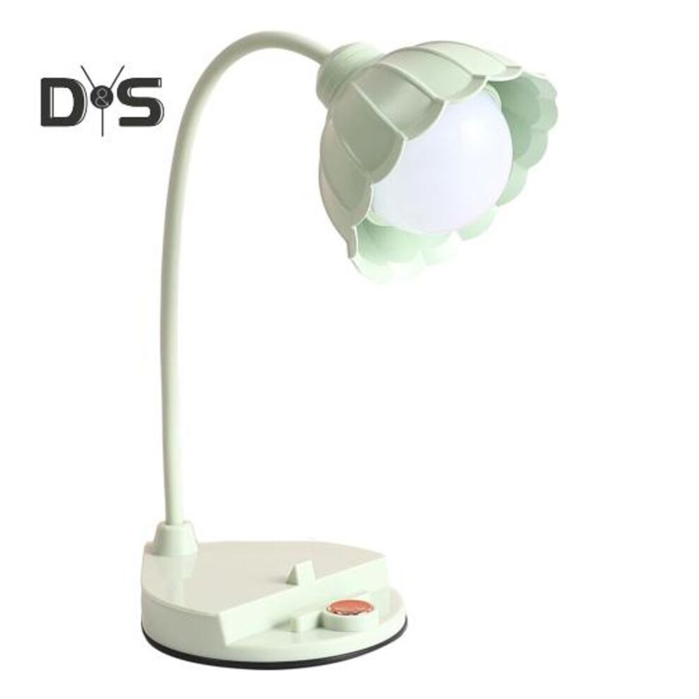 (green) Desk Lamp With 360-degree Rotating Tube Flicker Free Usb Rechargeable Dimmable Table Lamp Cordless Night Light