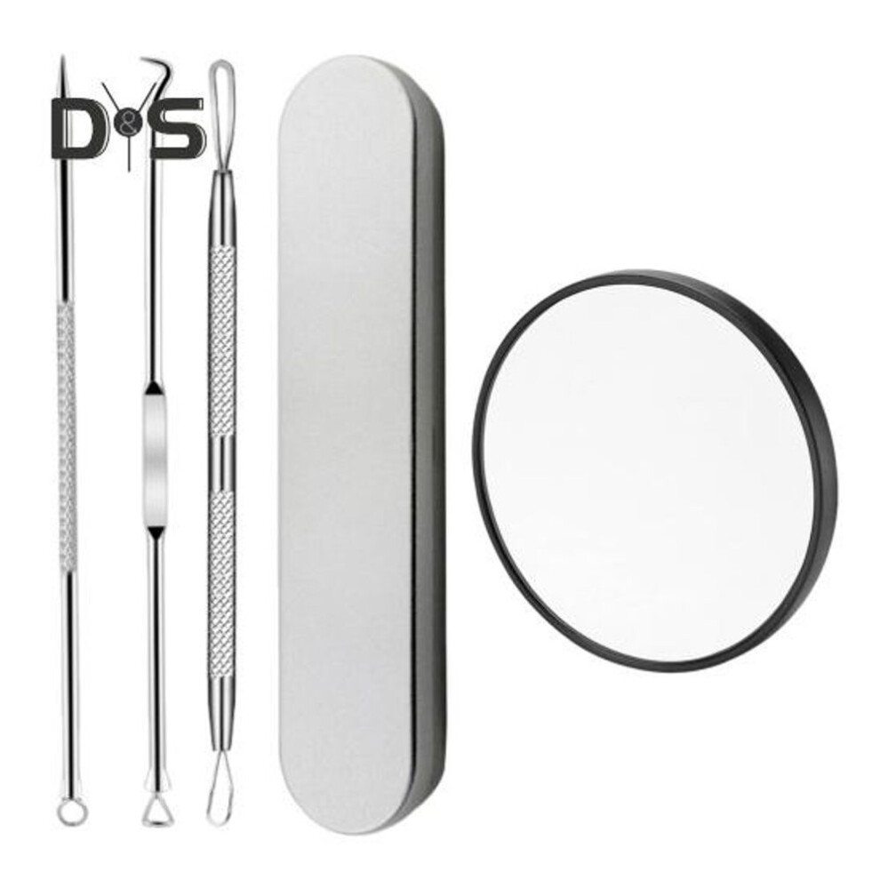 (as the picture, 4pcs) Blackhead Remover Tool Kit Acne Needle Set For Pimple Popper Stainless Steel Blackhead Extractor With 15x Magnifying Glass Easy To Use And Clean Skin