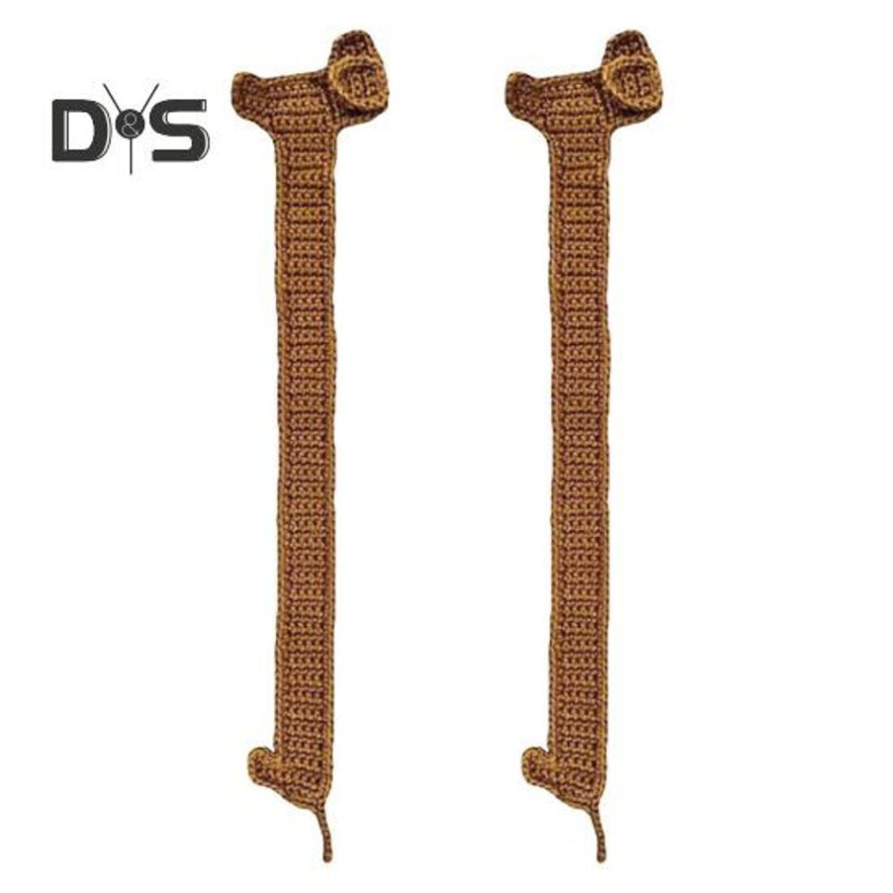 (as the picture, 2pcs) 1/2Pcs Handmade Knitted Yarn Brown Dog Bookmark Dachshund Crochet Book Page Holder Reading Accessory Ideal Gift