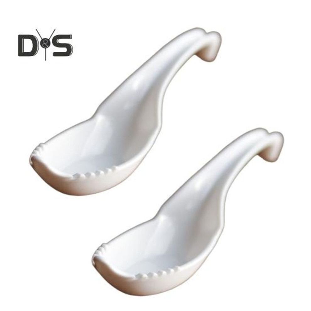 (white, 2pcs) 2Pcs Ramen Terminator Forked Spoon 2 in 1 Ramen Noodle Soup Spoon with Fork Ergonomic Handle Chinese Soup Spoons for Ramen Noodle Soup Pasta Salad