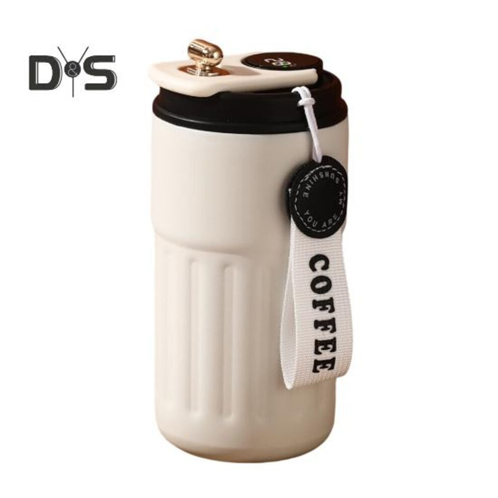 (black, 450ML) Coffee Thermal Mug with Temperature Display 450ml Leak-Proof Lid Stainless Steel Reusable Coffee Cup Hot Cold Vacuum Mug for Coffee Lovers