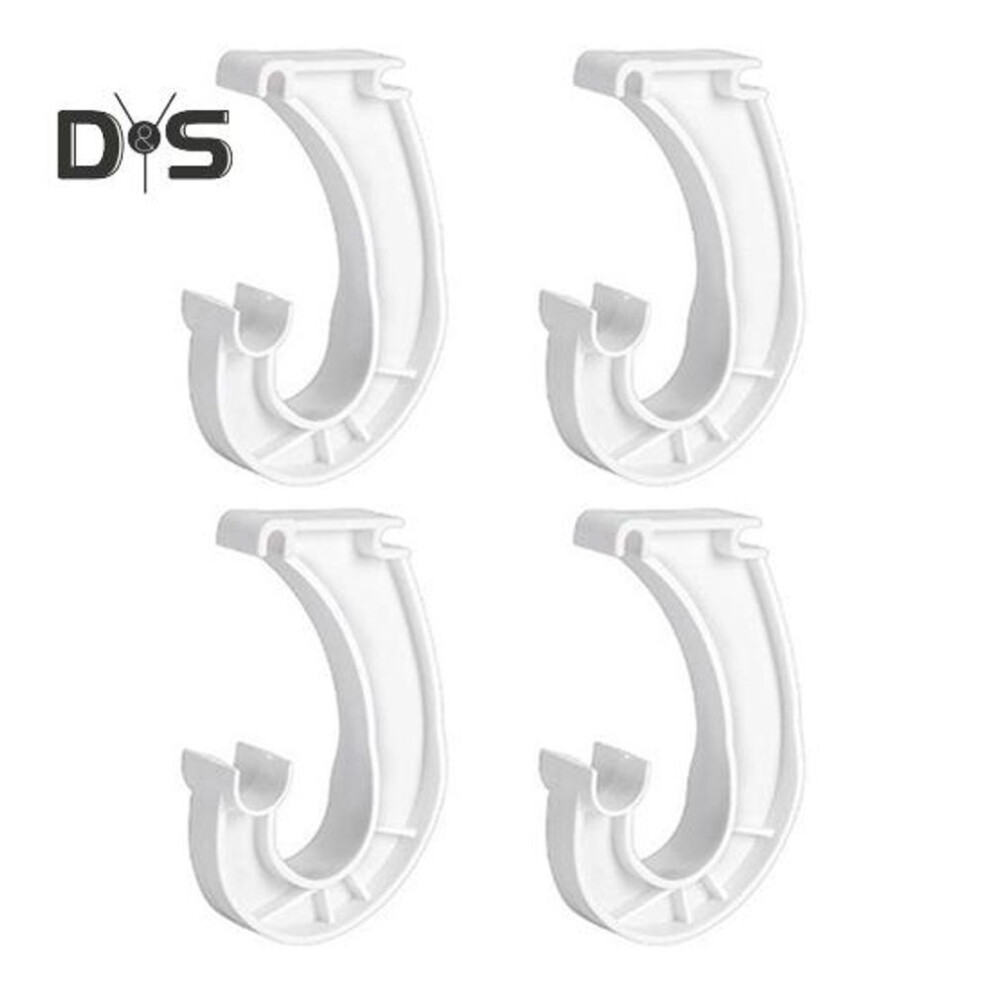 (white) 4pcs Hanging Closet Rod Support Hooks Easy Snap-on Installation Adjustable Closet Shelf Rod Holder Sturdy J-shaped Closet Brackets