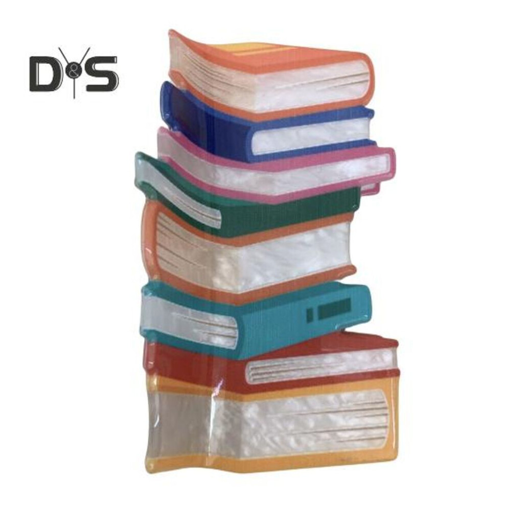 (orange) Book Hair Clips Back to School Hair Accessories Acrylic Book Stacked Hair Claw Clip Teacher Barrettes for Women Book Lovers