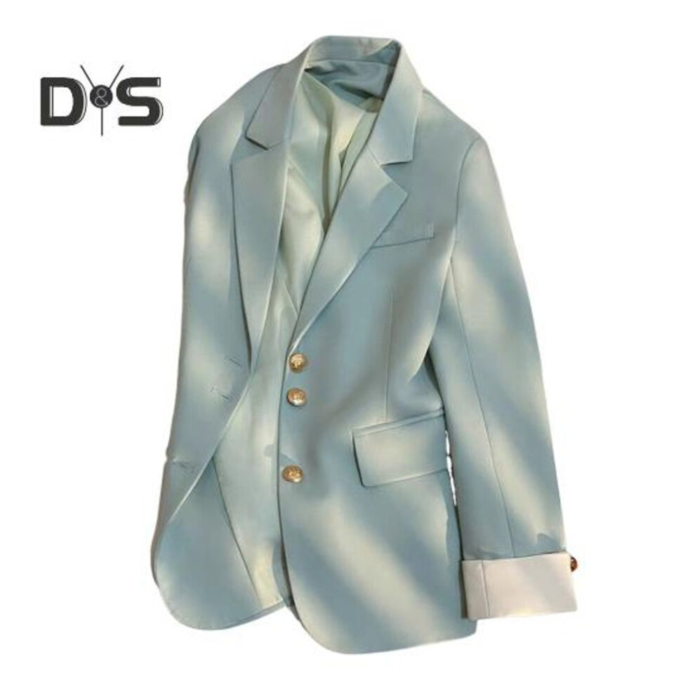 (blue, XXL) Women's Casual Blazer Office Lady Commuter Suit Lapel Collar Jacket Loose Fit Fashion Daily Wear Coat For Spring Autumn