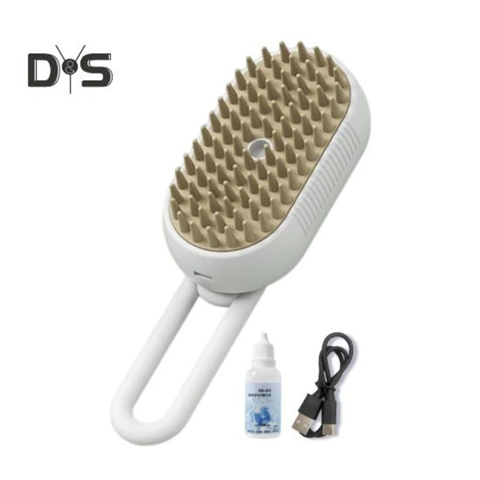 (white) Cat Steam Brush Rechargeable Steamy Pet Brush With 360-degree Rotating Handle Cat Loose Hair Removal Massage Comb For Cleaning Shedding