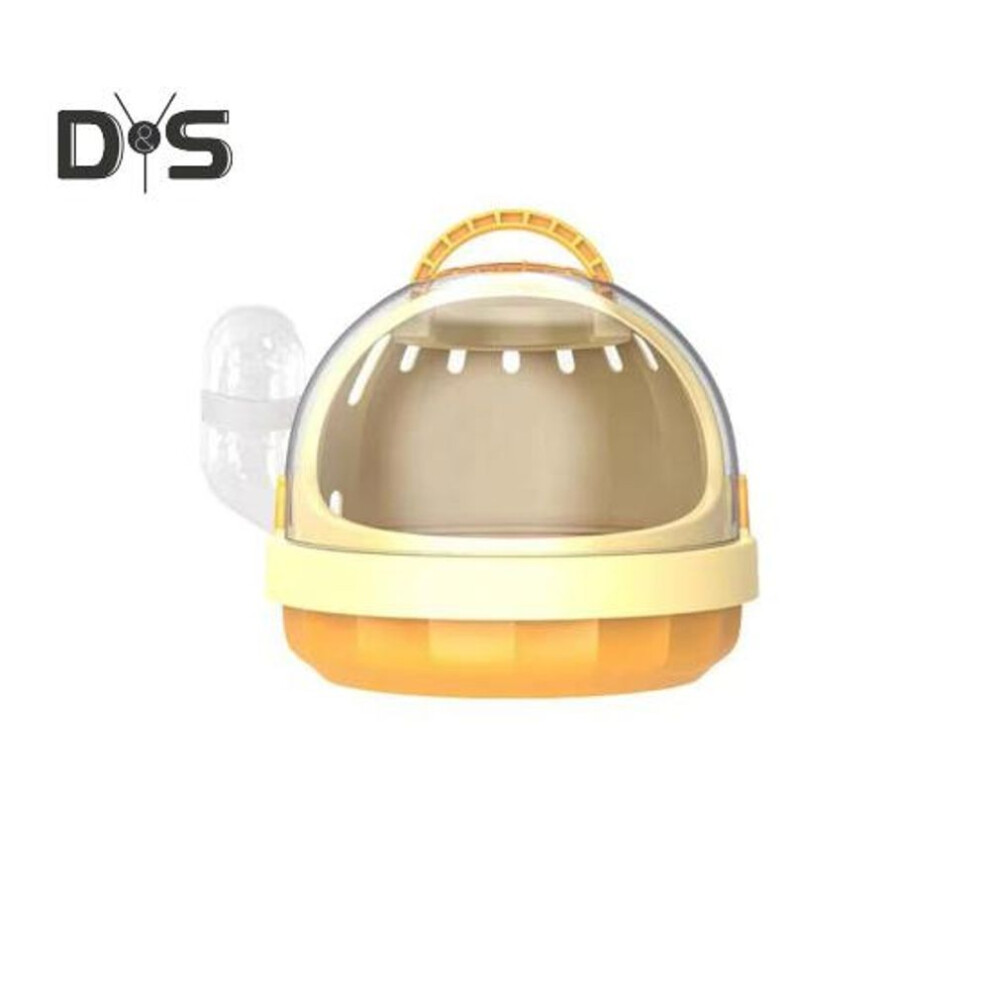 (yellow) Hamster Carrier Cage with Water Bottle Portable Plastic Guinea Pig Travel Cage for Small Animals Gerbils Mice Dwarf Hamster