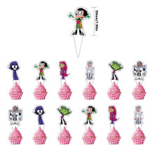 (12pcs Small Topper)Set cake topper banner forniture decorazione festa compleanno bambini 32 pezzi Teen Titans Go