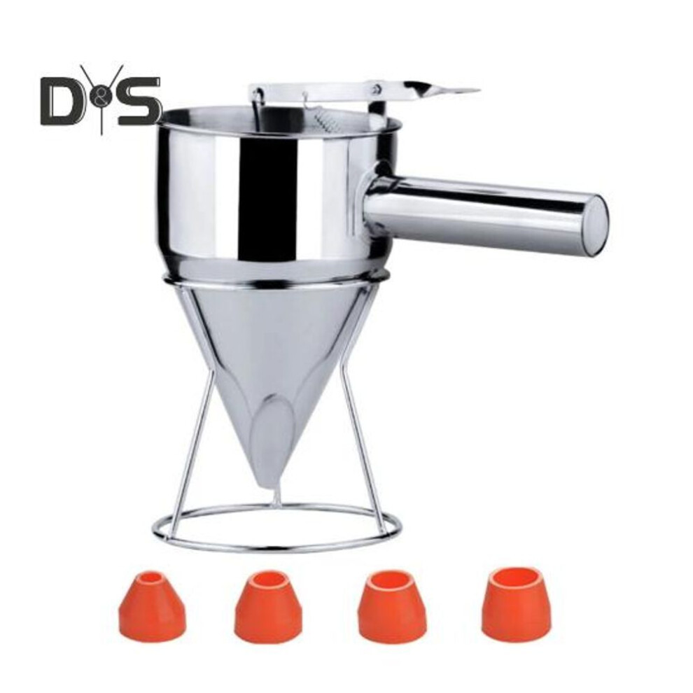 Stainless Steel Funnel Pancake Batter Dispenser With Squeeze Handle Minimalist Food-grade Pancake Maker For Waffles Cupcakes Donuts