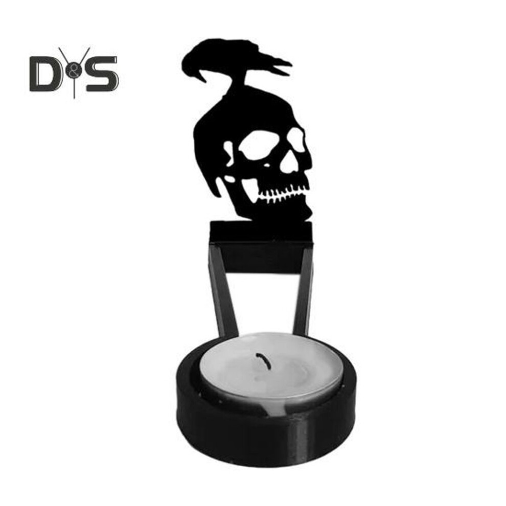 (as the picture, B) Halloween Horror Candle Holder Women Crow Skull Candle Shadow Caster Decoration Votive Tealight Candle Stand Candlestick Table Centerpiece