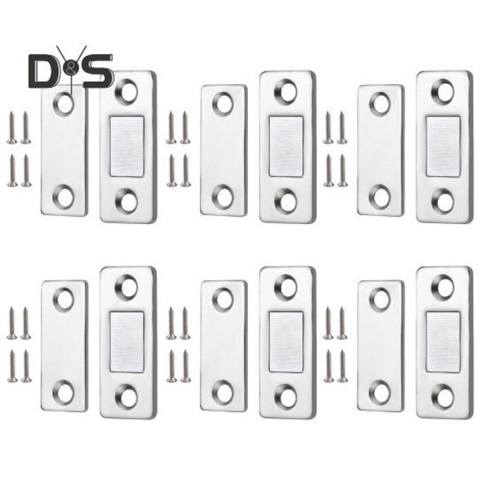 (as the picture, 6pcs) 6/10/15Pcs Invisible Cabinet Door Magnet with Screw Ultra-Thin Stainless Steel No Drilling Adhesive Magnetic Drawer Closet Sliding Door Catch Latch