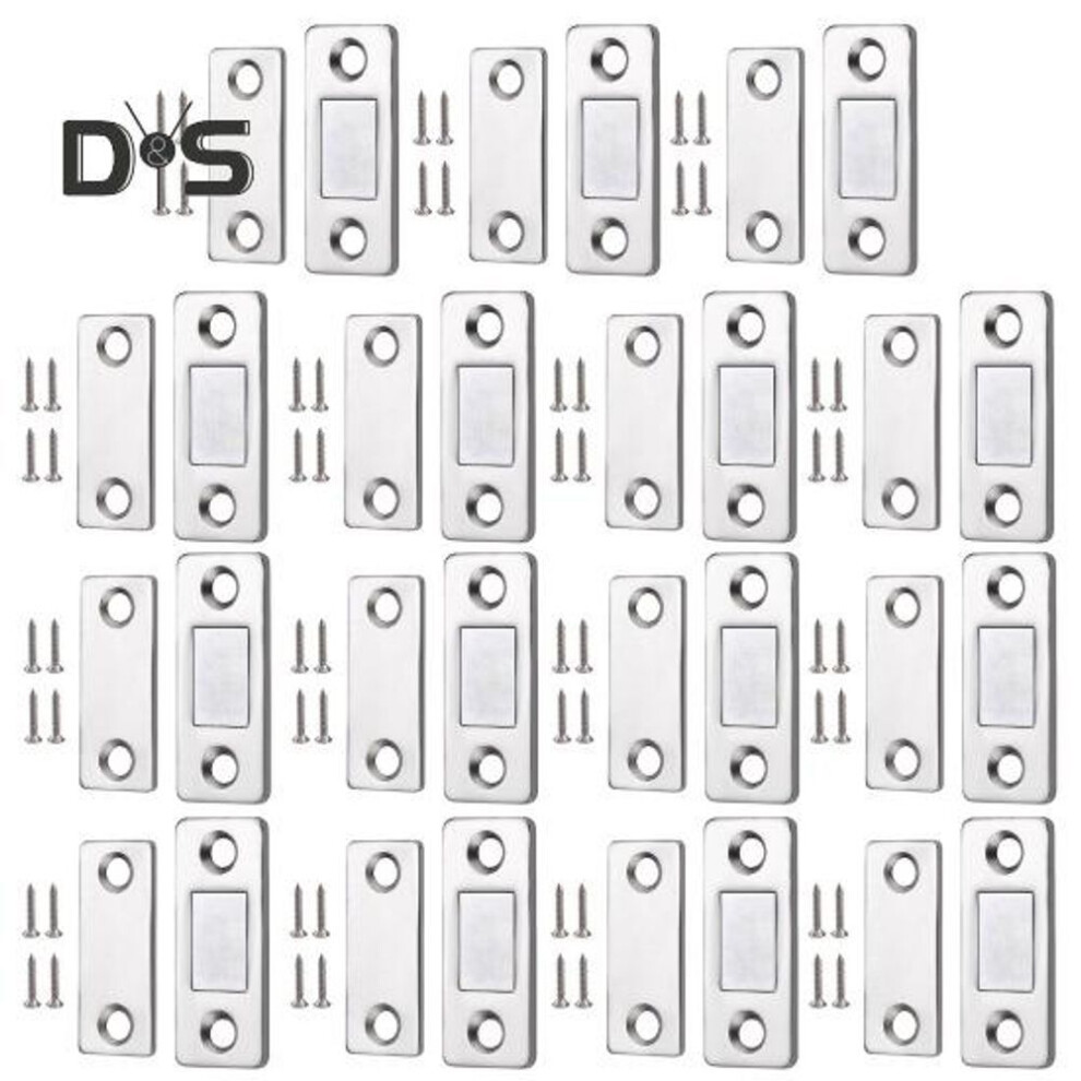 (as the picture, 15 pcs) 6/10/15pcs Invisible Cabinet Door Magnet With Screw Ultra-thin Stainless Steel No Drilling Adhesive Magnetic Drawer Closet Sliding Door Catch Latch