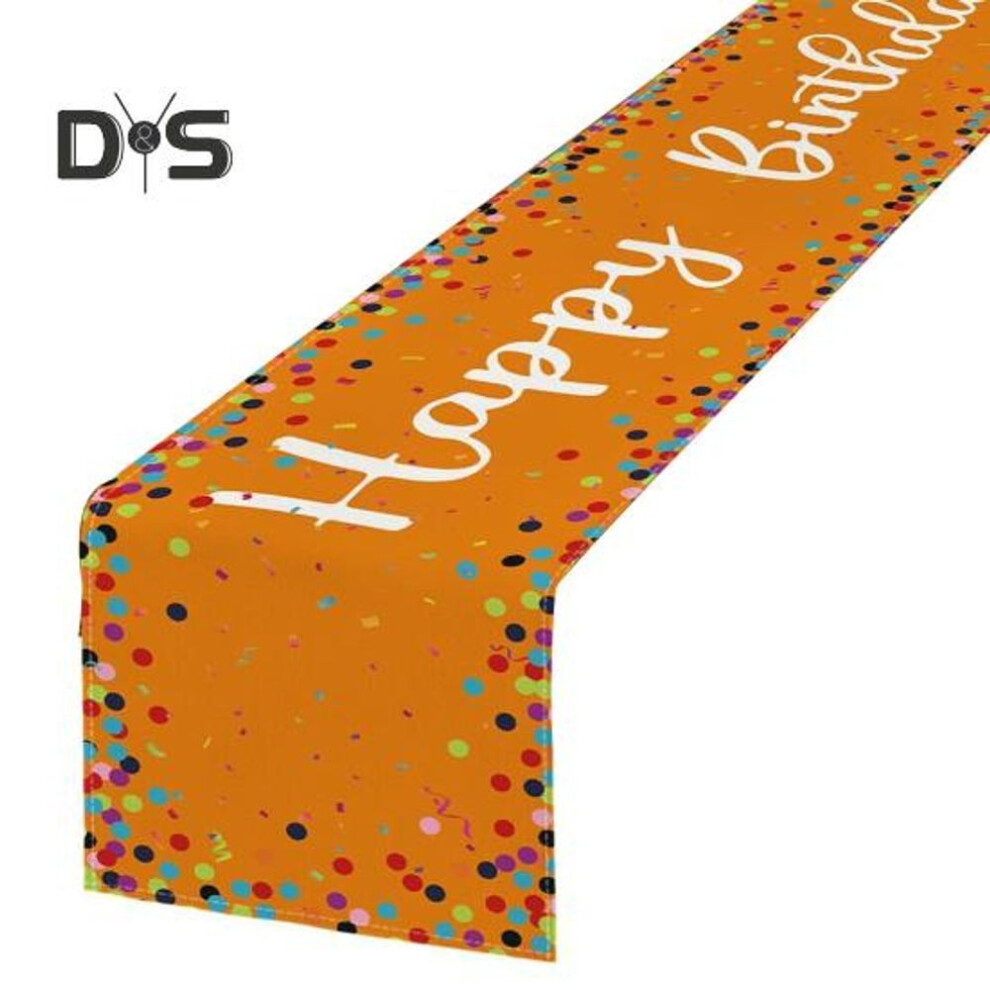 (as the picture, H) Happy Birthday Table Runner Balloon Confetti Print Protects Table from Heat And Scratches Reusable Table Protection Decoration Birthday Party Table
