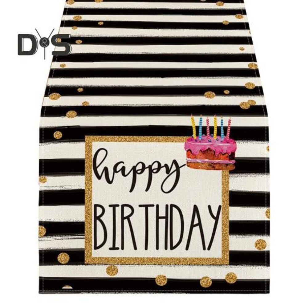 (as the picture, C) Happy Birthday Table Runner Balloon Confetti Print Protects Table from Heat And Scratches Reusable Table Protection Decoration Birthday Party Table