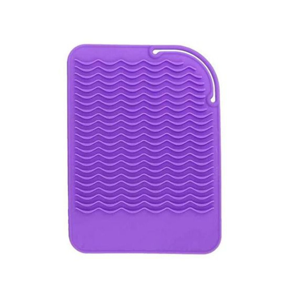 (purple) Space Saving Curling Iron Mat Hollow Wrap Professional Silicone Heat Resistant