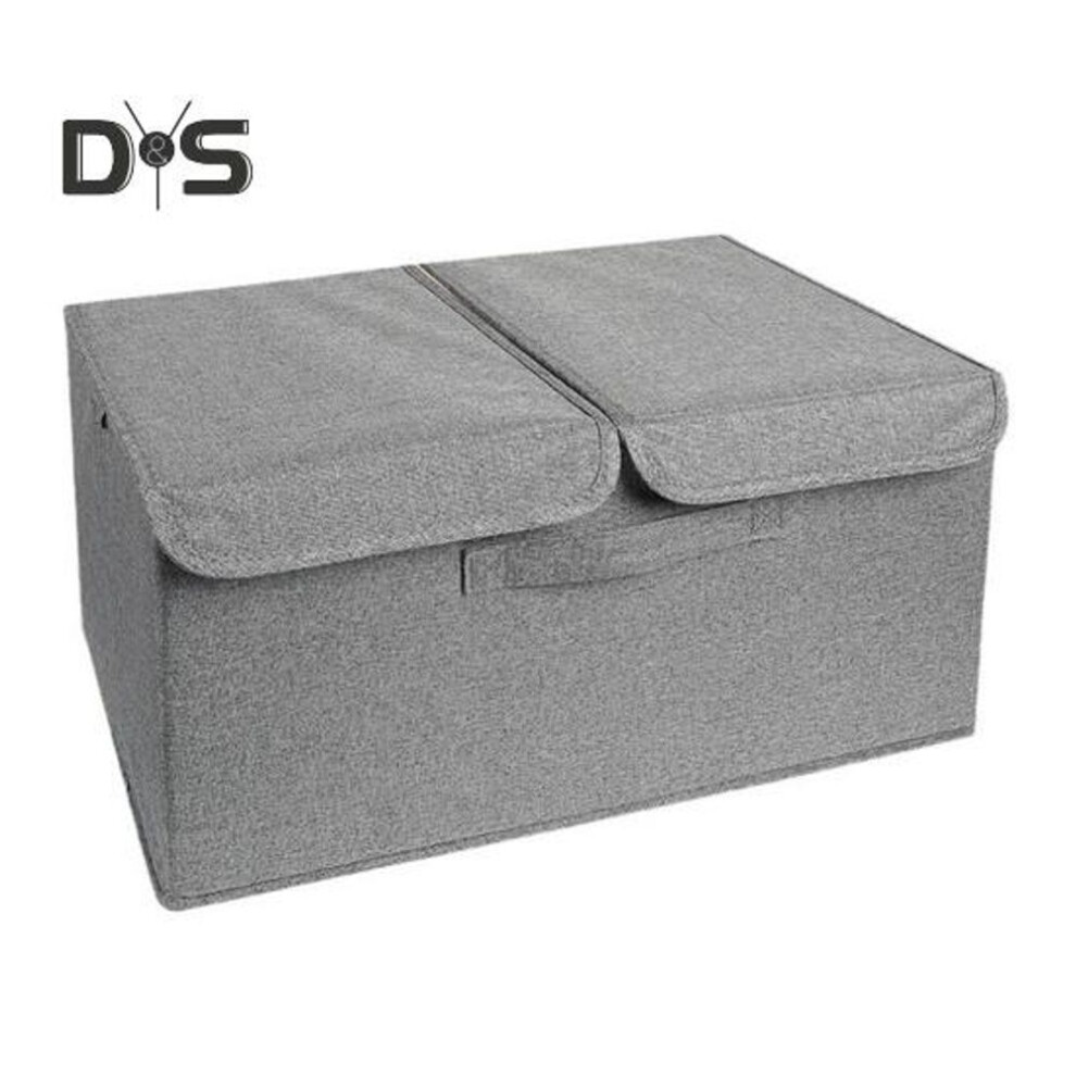 (as the picture, S) Clothing Storage Box with Dustproof Lid Foldable Design Large Capacity Toys Blankets Storage Basket with Reinforced Handles