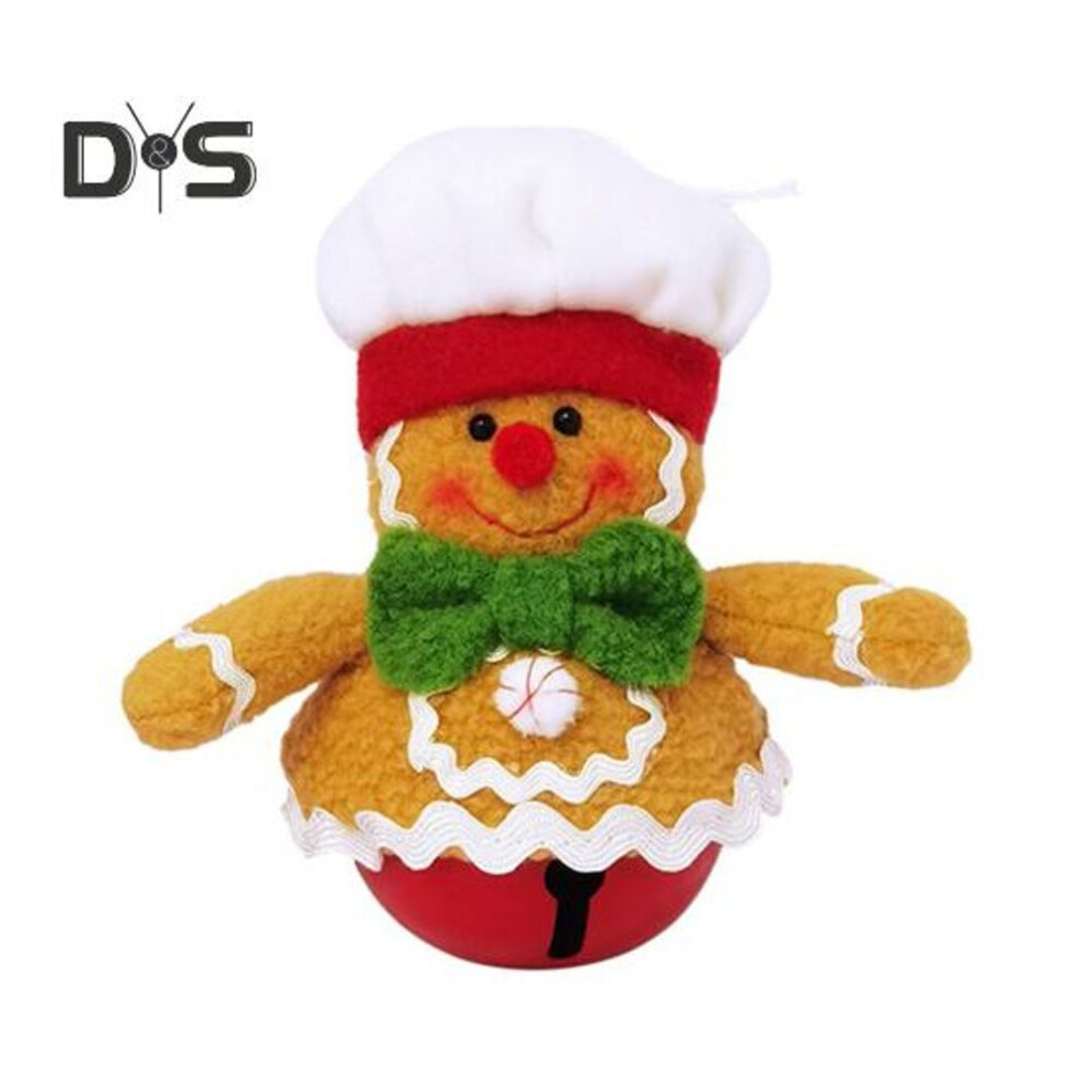 (as the picture, Men) Christmas Gingerbread Man Bell Ornament Plush Gingerbread With Chef Hat Bowknot Figure Xmas Tree Hanging Bell For Tree Window Table Decor