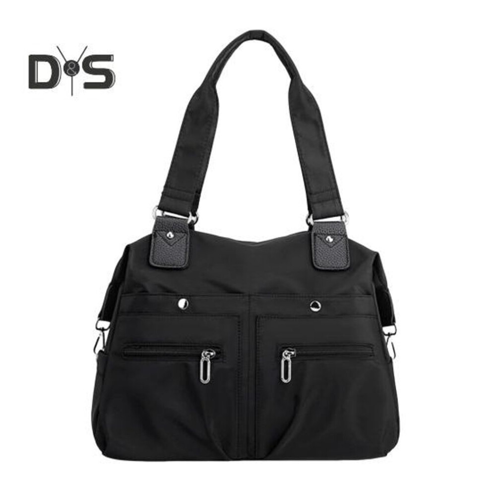(black) Women Shoulder Bag Multi Pocket Organization Laptop Compartment Splash-resistant Anti-theft Lightweight Work Travel Tote Messenger Bag