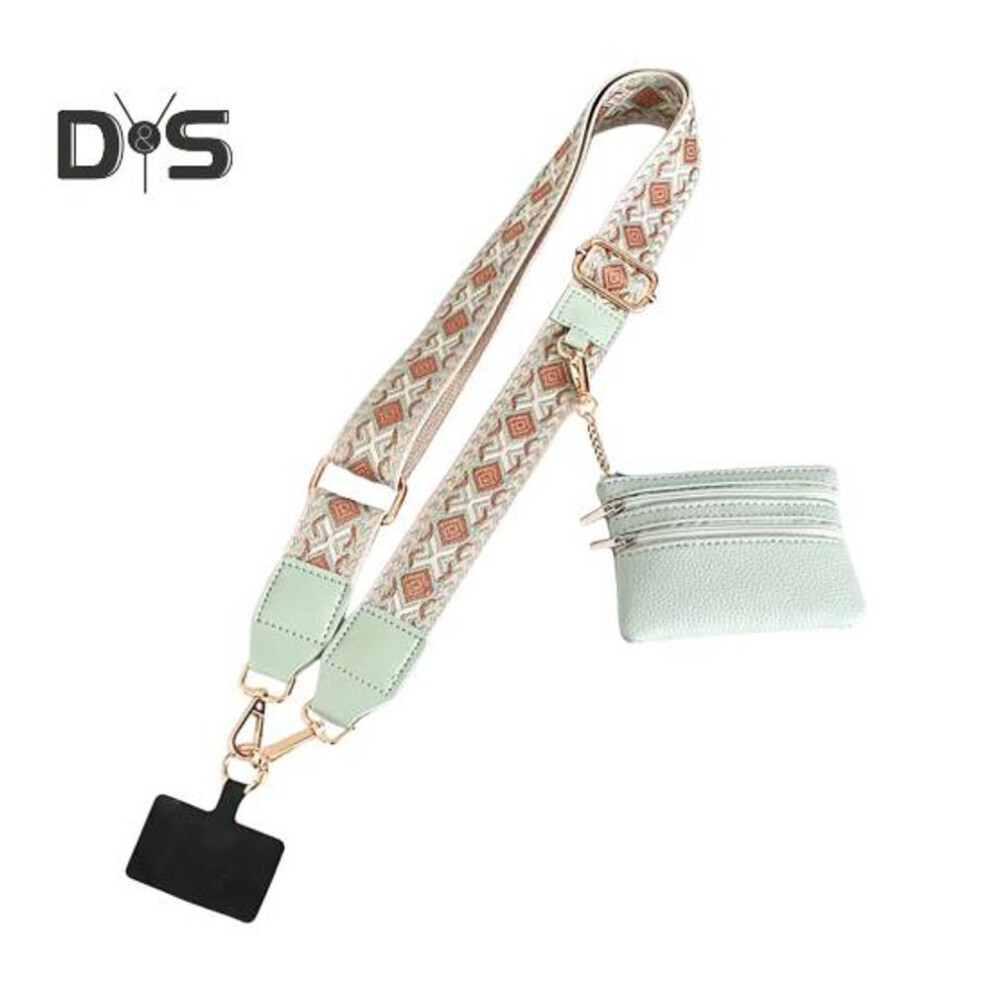 (as the picture, A) Mobile Phone Strap with Small Zippered Pouch Mini Card Holder Ethnic Style Detachable Phone Wrist Strap Adjustable Length Clip And Go Cellphone