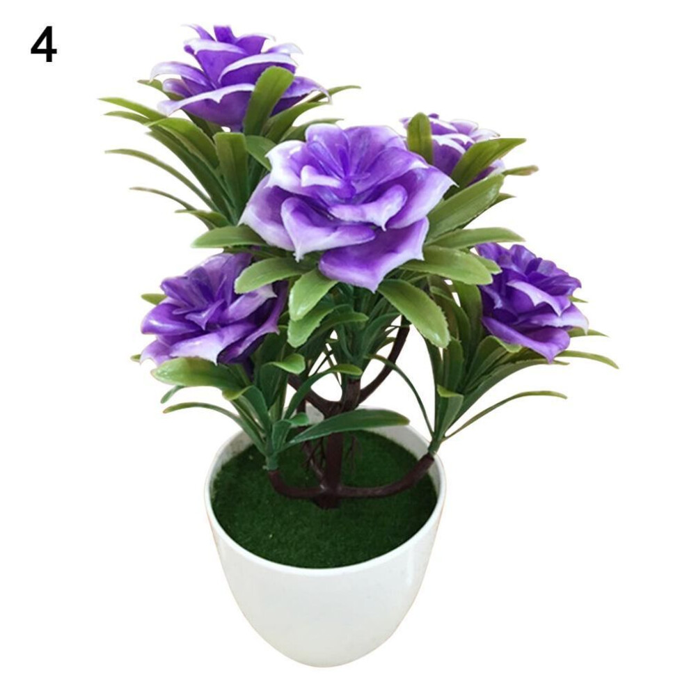 (purple) Blooming Bouquet Artificial Flower Bonsai Performance Stage Garden Home Party Decor