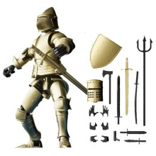 (golden) Armor Knight Action Figure with Accessories Movable Joints 3D Printed Medieval Warrior Robot Model Toy Stress Relief Articulated Dummy Decoration