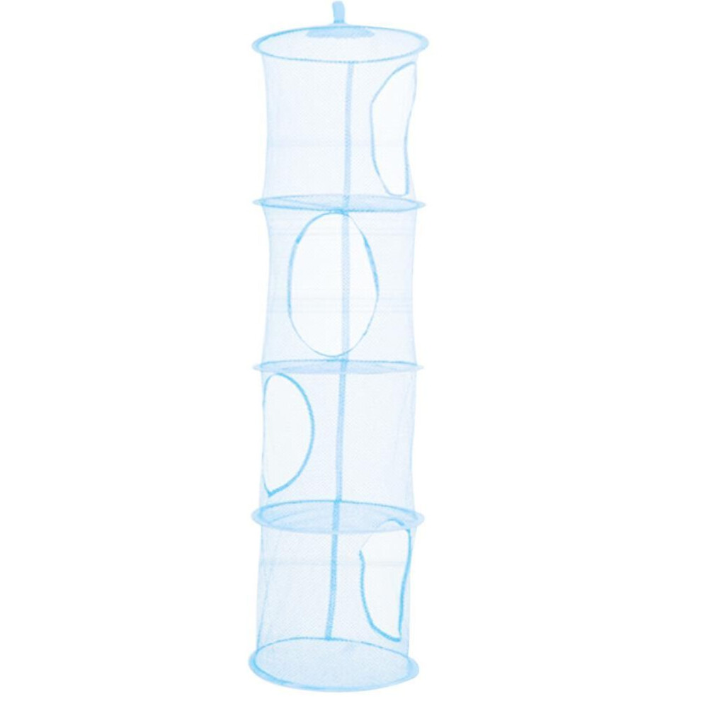 (blue) Wild Bluebell 4 Layers Mesh Folding Kids Toys Storage Rack Hanging Basket Sundries