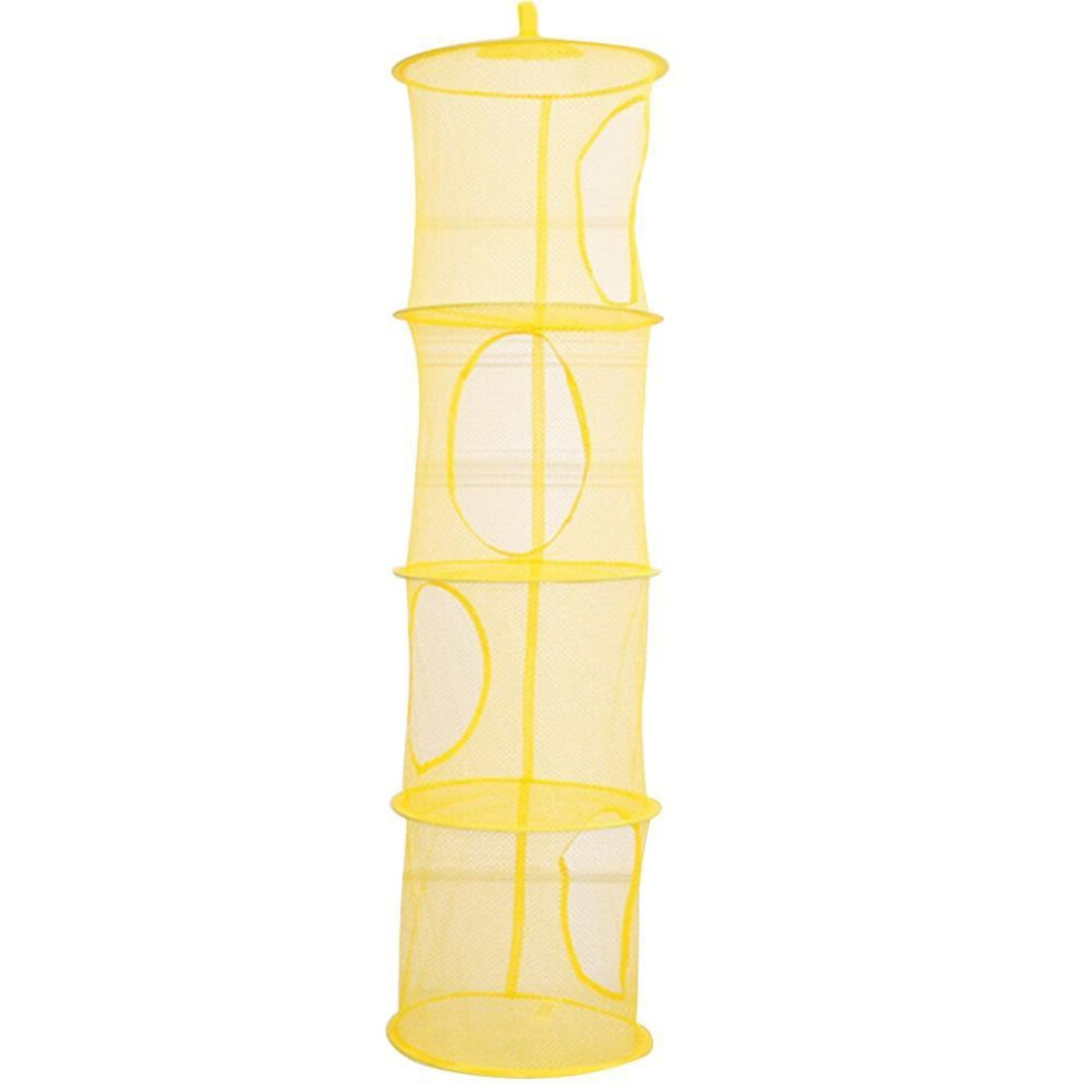 (yellow) Wild Bluebell 4 Layers Mesh Folding Kids Toys Storage Rack Hanging Basket Sundries
