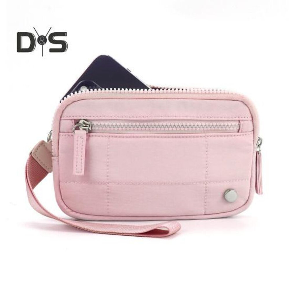 (pink) Wrist Bag Zipper Closure Wristlet Wallet Portable Waterproof Multi Compartments Cards Keys Cellphone Storage Bag For Commute Travel Shopping Coin