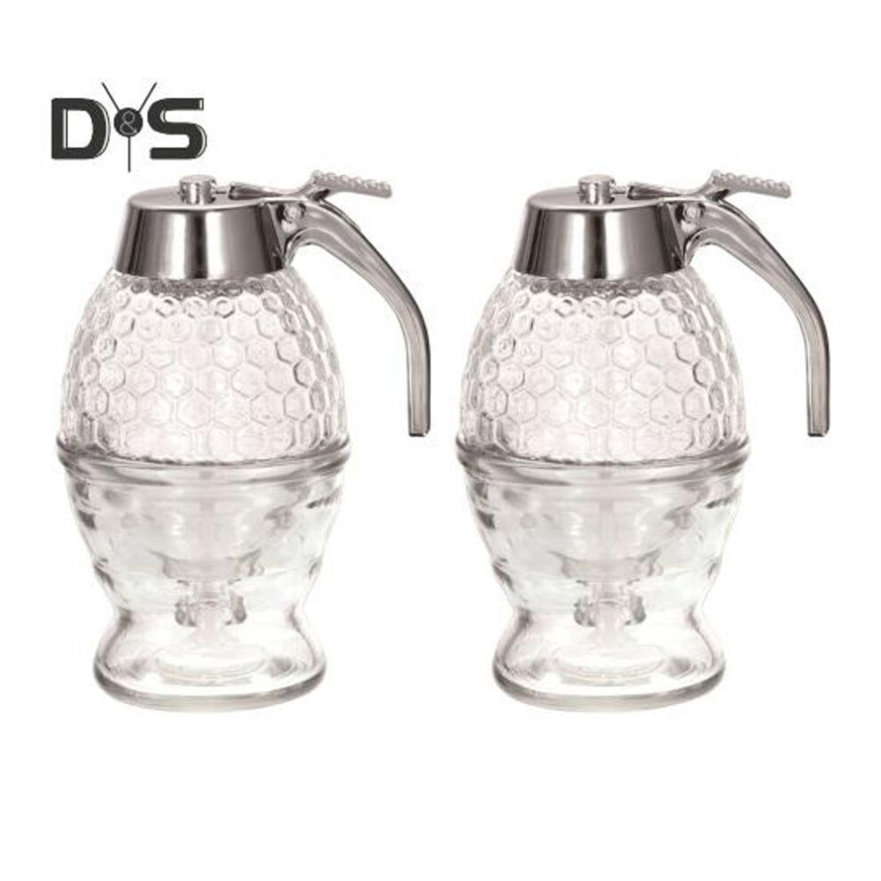 (as the picture, 2pcs) 1/2Pcs Honey Dispenser Storage Jar with Stand Large Capacity Leak-Proof Design BPA Free Honey Comb Shaped Honey Pot
