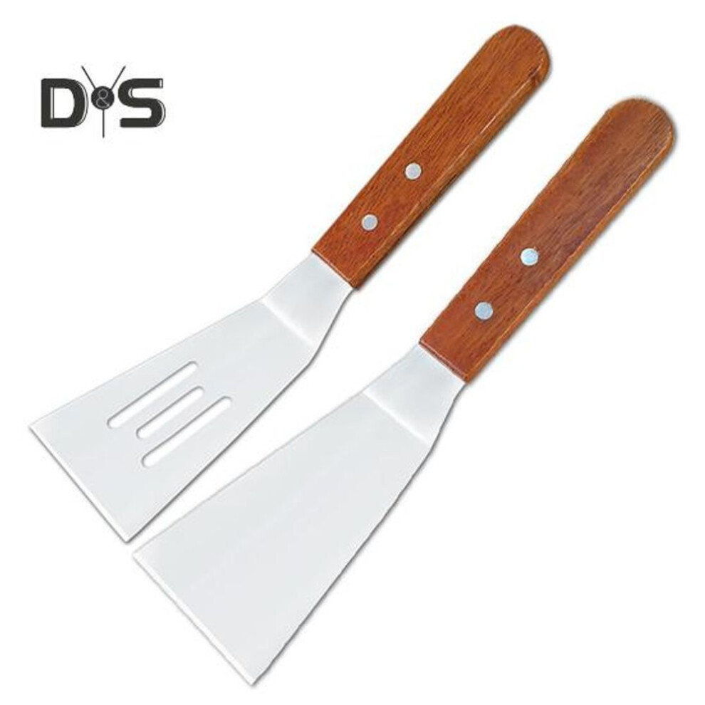 (as the picture, 1 Set) Stainless Steel Thin Slotted Fish Turner Frying Spatula For Cast Iron Skillet Kitchen Spatulas For Pancakes Steak Burger