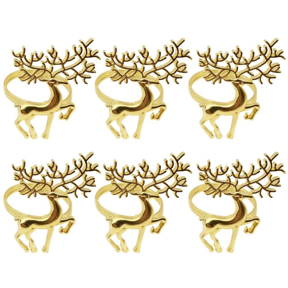 (golden) 6pcs Xmas Napkin Ring Holders Hotel Wedding Party Table Bouquet Decor