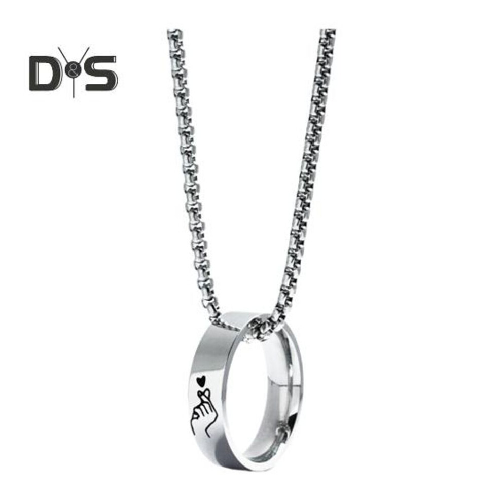 (as the picture, Right Hand) Matching Necklace For Couples Engraved Ring Pendant Necklace Romantic Jewelry Gifts For Anniversary Wedding Valentine's Day Christmas Birthday