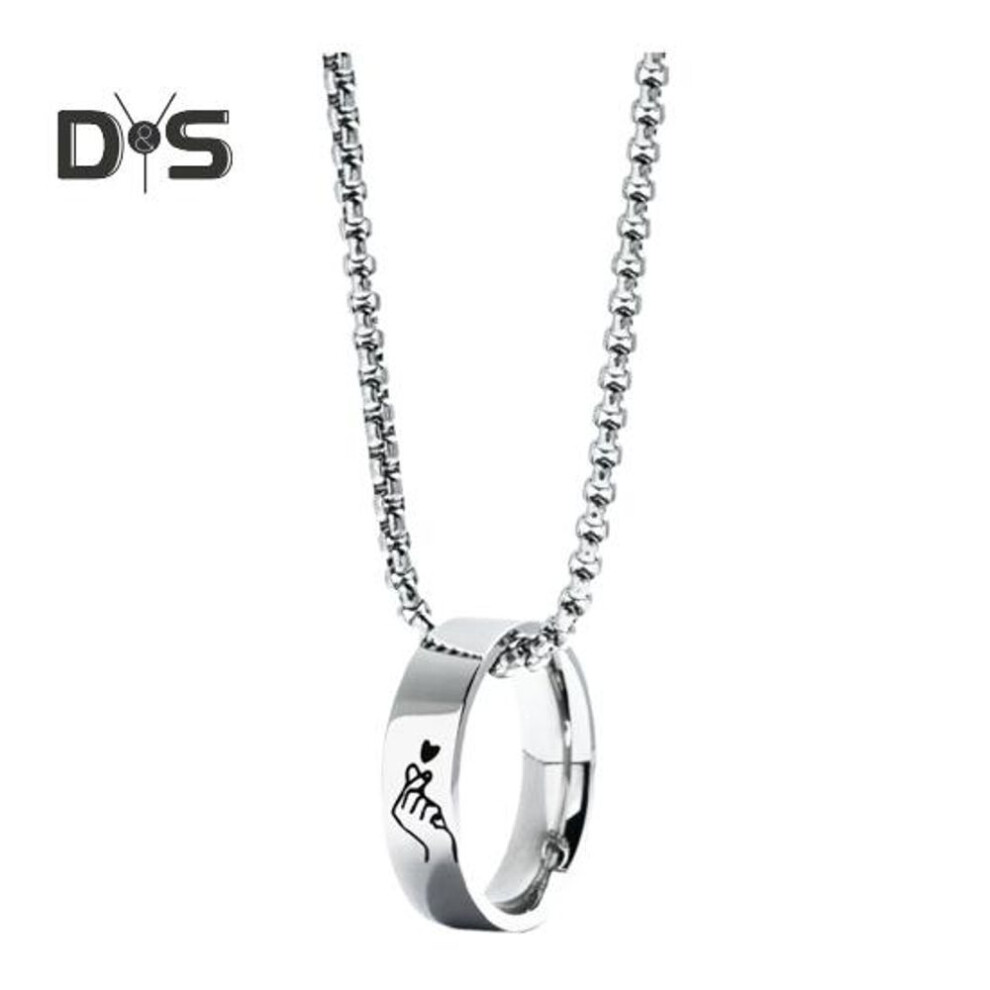 (as the picture, Left Hand) Matching Necklace For Couples Engraved Ring Pendant Necklace Romantic Jewelry Gifts For Anniversary Wedding Valentine's Day Christmas Birthday