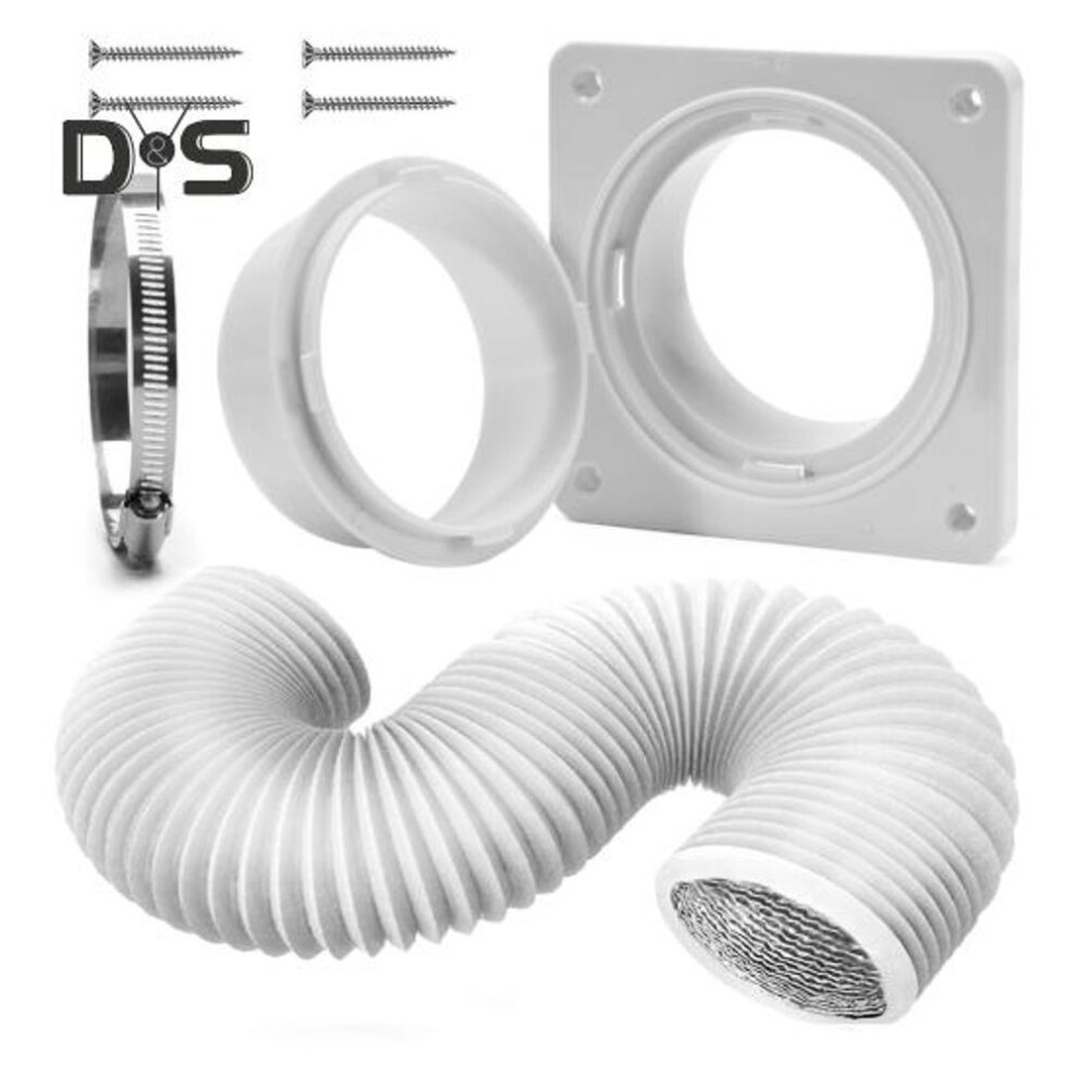 (as the picture, D) Dryer Vent Wall Plate with Flexible Hose Wide Application Universal Simple Installation Twist Lock Dryer Vent Connector Kit