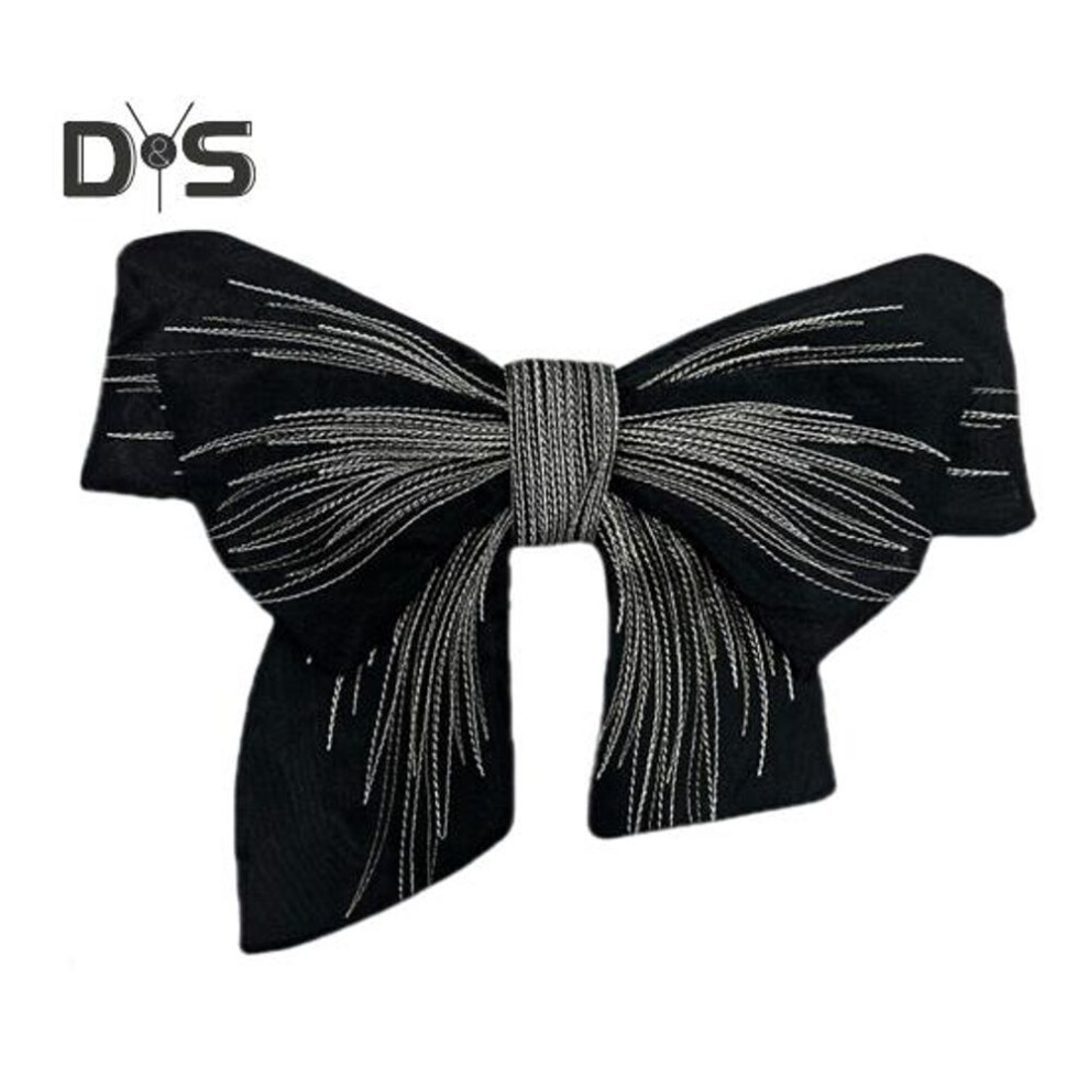 (black) Big Bow Brooch Organza 3D Embroidery Double-layer Collar Chest Decor Anti-exposure Diy Stitching Clothing Accessories Wedding Party Clothes Adornment