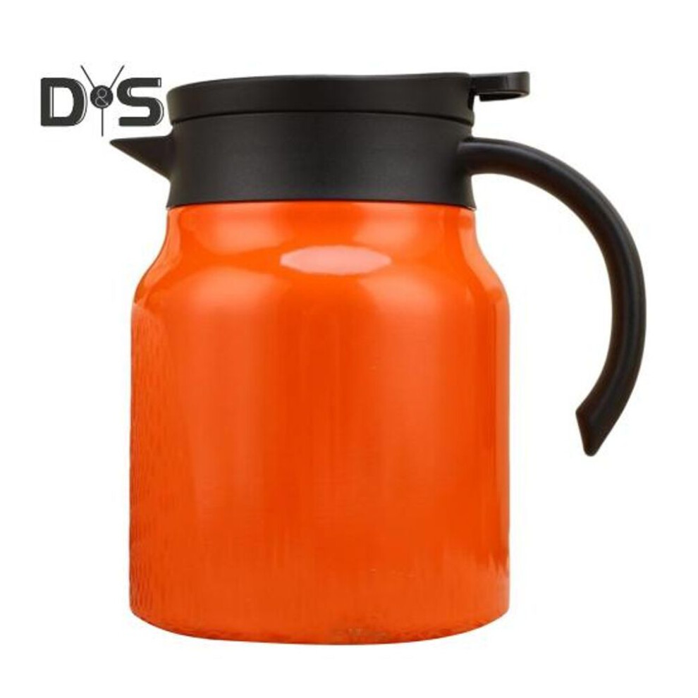 (orange, 1000ML) Tea Thermal Pot 1000ml Stainless Steel Insulated Teapot with Infuser Lid Detachable Filter V-Shaped Spout Coffee Pot Thermal Carafe for Home Kitchen
