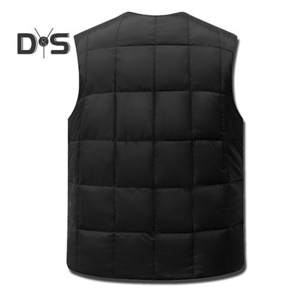 (XXL, black) Men Waistcoat V-Neck Sleeveless Solid Color Single Breasted Vest Coat with Pockets Windproof Thickened Quilted Bottoming Vest Jacket