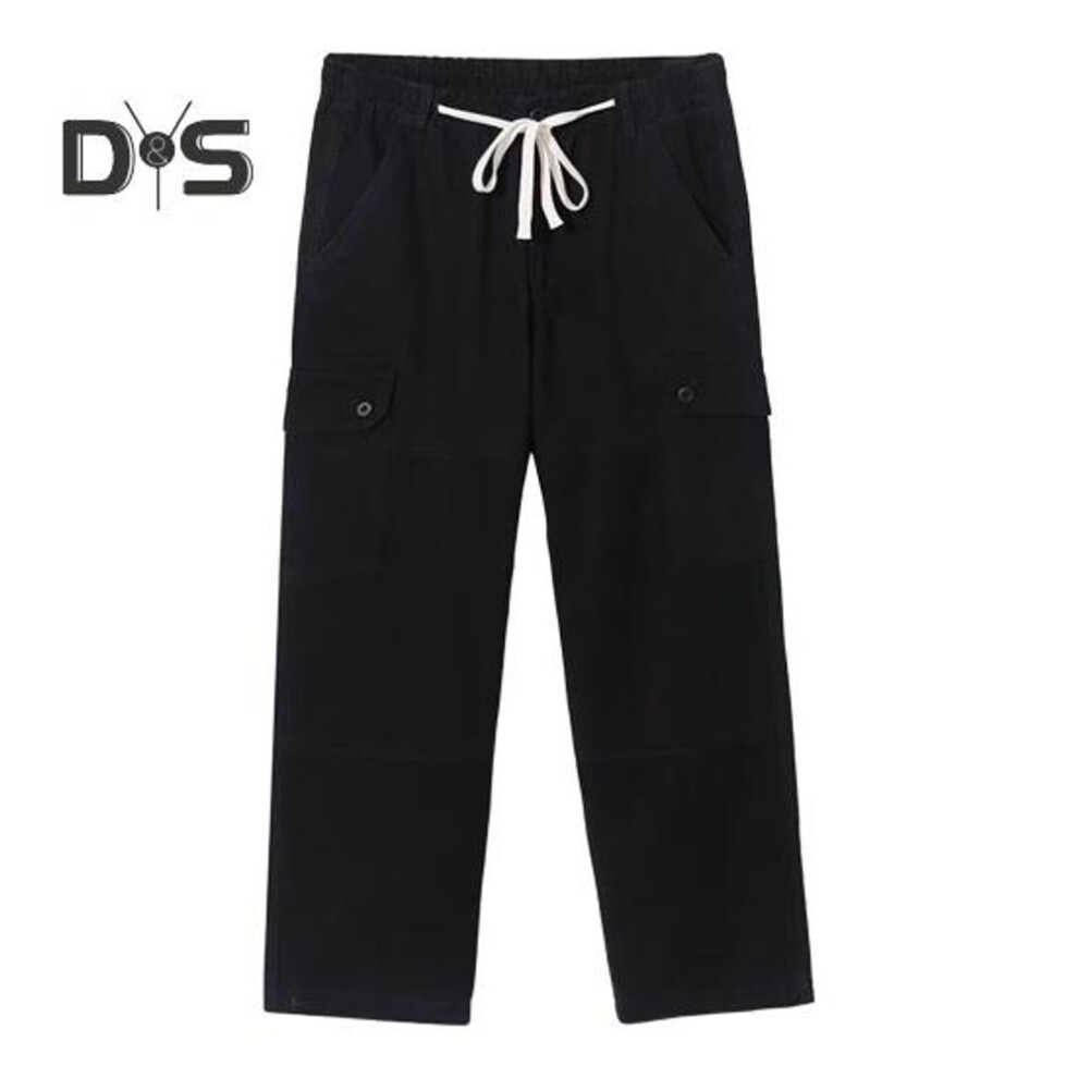 (black, XXXL) Men Cargo Pants Loose Solid Color Vintage Style High Street Style Wide Leg Straight Leg Multi Pockets Streetwear Outdoor Travel Trousers