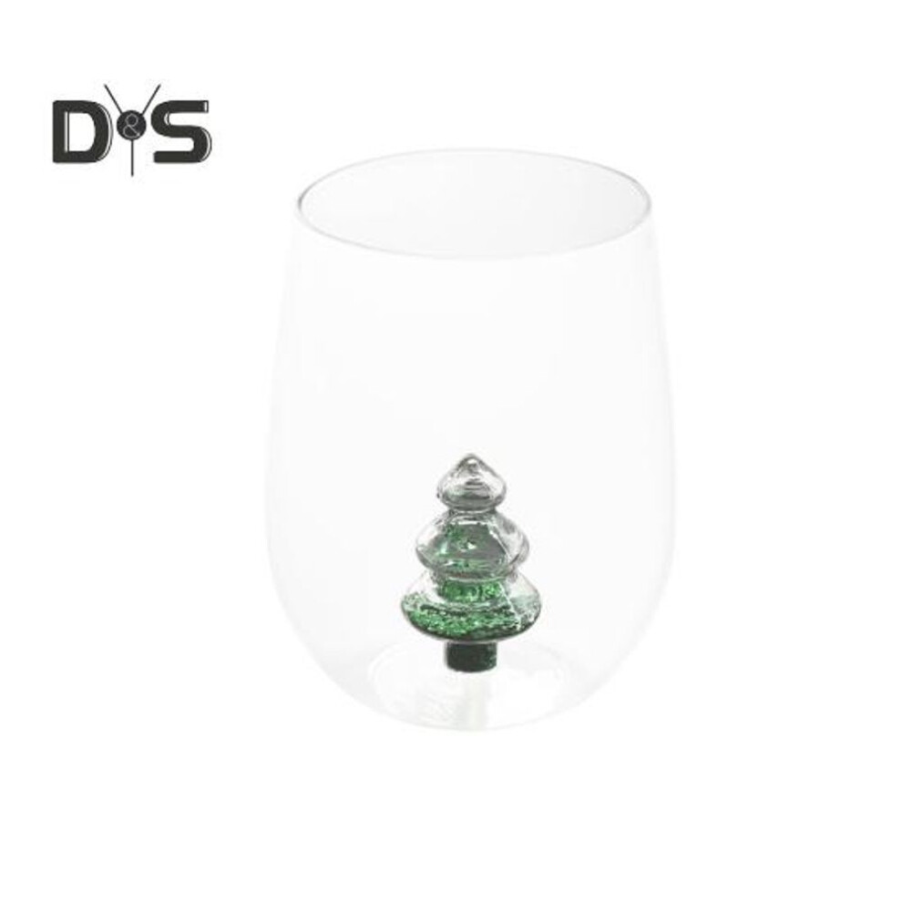 (as the picture, C) 500ml Christmas Tree Glass 16oz Stemless Wine Glass For Festival Parties Glassware Festive 3D Cocktail Glasses Gift For Wine Lovers