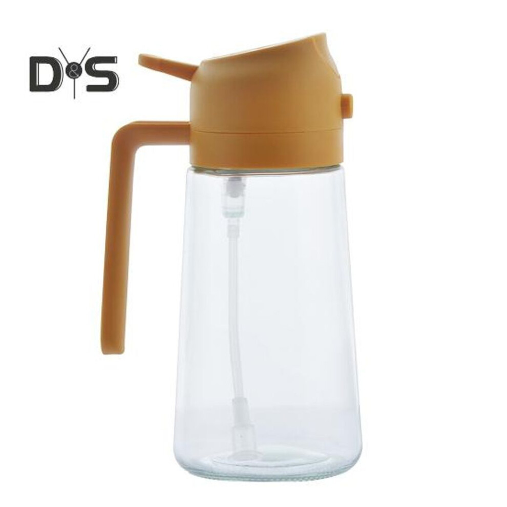 (yellow) 470ml 2-in-1 Oil Dispenser Food Grade Bpa Free Leak Resistant Large Capacity Oil Sprayer Storage Bottle With Handle