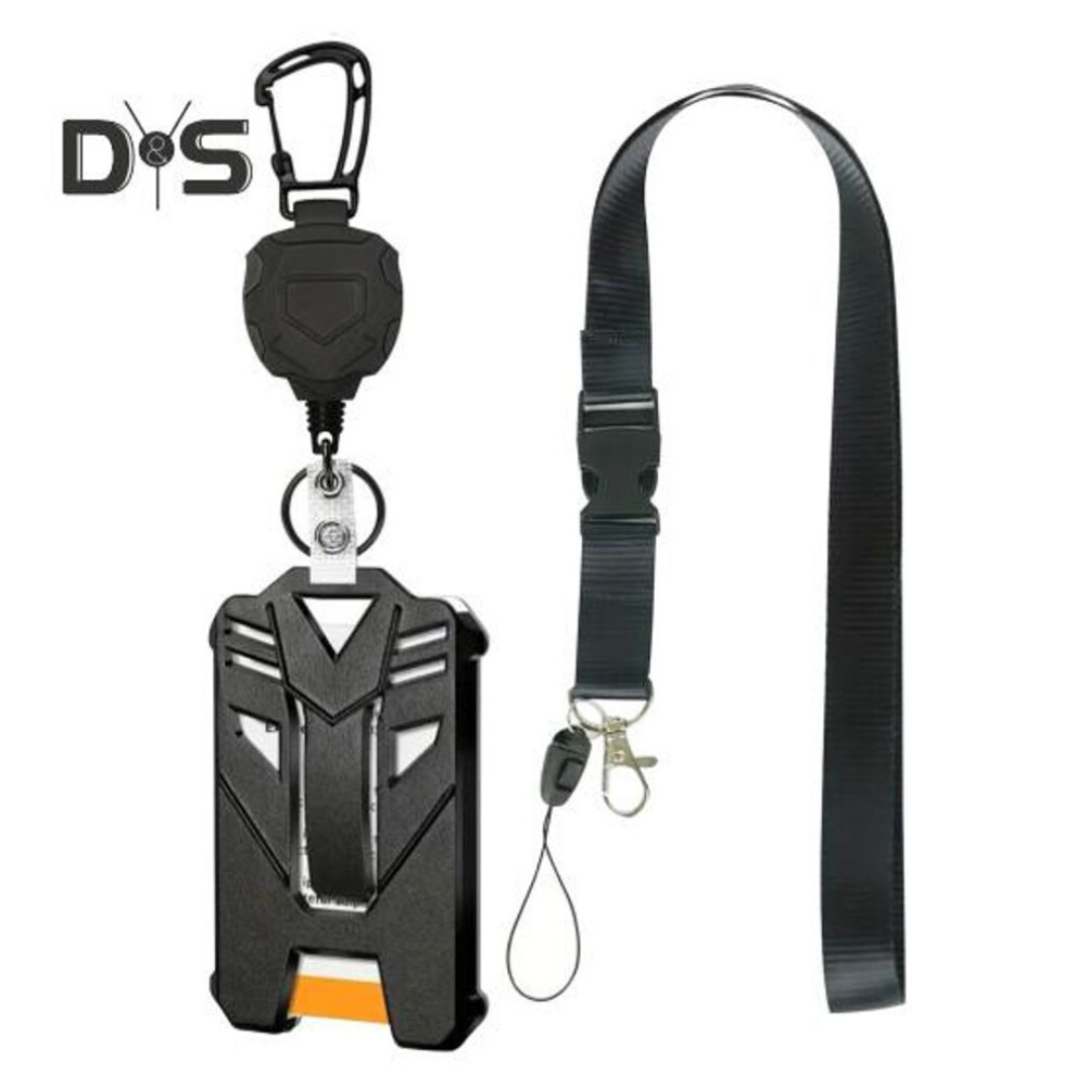 (as the picture, D) Card Cover Heavy Duty Retractable Badge Reel ID Badge Holder with Anti-lost Breakaway Lanyard Retractable Key Chain Carabiner Hard Shell Card Sleeve